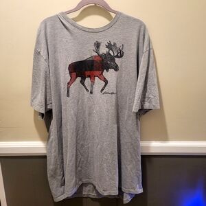 Eddie Bauer Mens XLT Graphic Tshirt Buffalo Plaid Moose